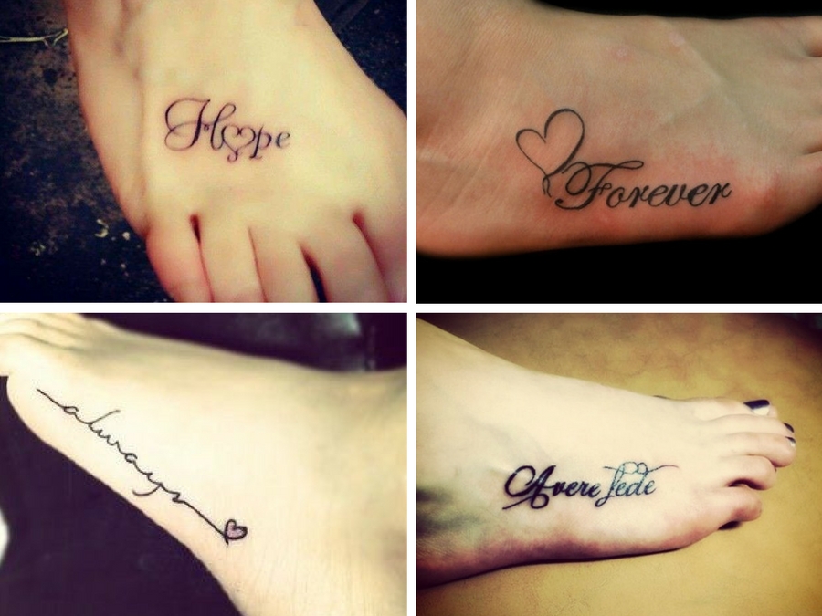 tatuaggi piccoli scritte piede