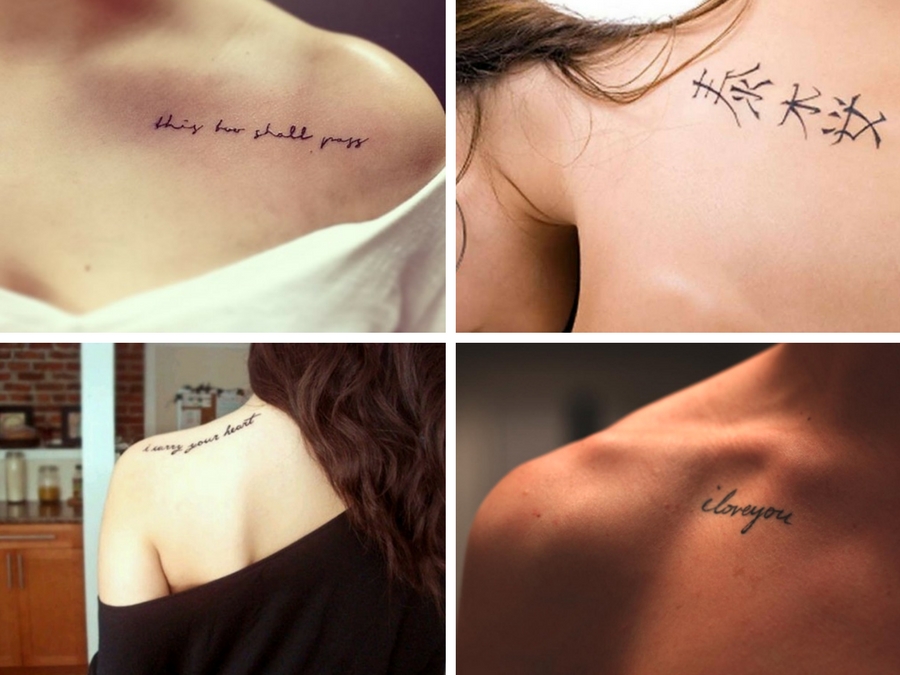 tatuaggi piccoli scritte spalla