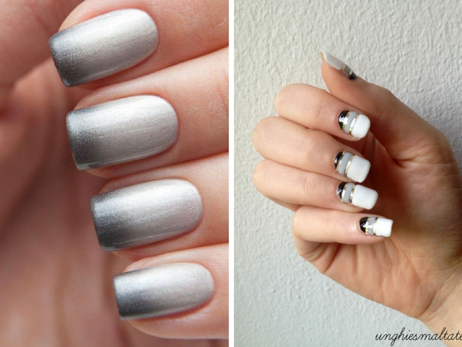 unghie bianche e argento