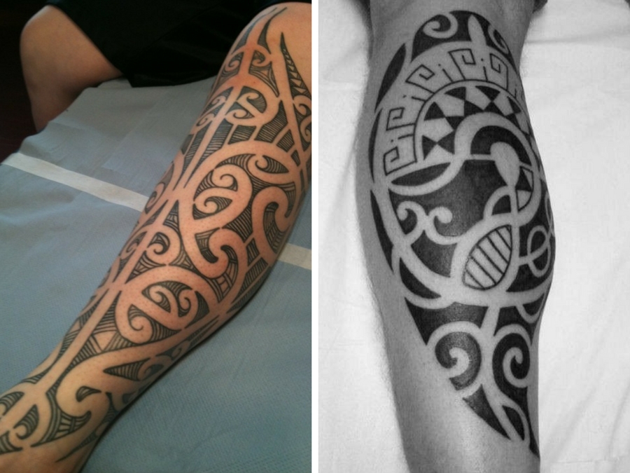 Tatuaggi maori polpaccio